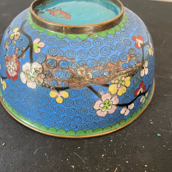 Cloisonné Lidded Pot Bowl Trinket Ancient Rare Copper Chinese Art Antique Old - Picture 7 of 9